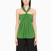 LOEWE GREEN CREPE TOP WITH TWISTED KNOT