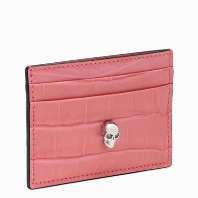 Alexander Mcqueen Coral Credit Card Holder With Skull In Pink
