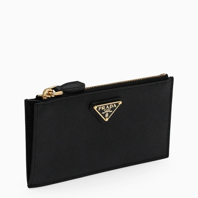 Prada Black Leather Zipped Credit Card Holder