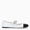 MIU MIU WHITE/BLACK PATENT LEATHER BALLERINAS