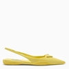 PRADA YELLOW BRUSHED LEATHER POINTED BALLERINAS