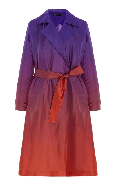 Oscar De La Renta Women's Ombré Silk Trench Coat In Purple