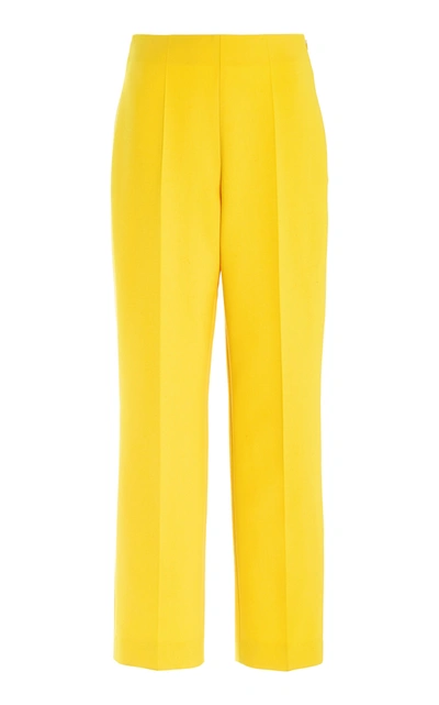 Oscar De La Renta Women's Pleated Wool-blend Tapered Pants In Yellow