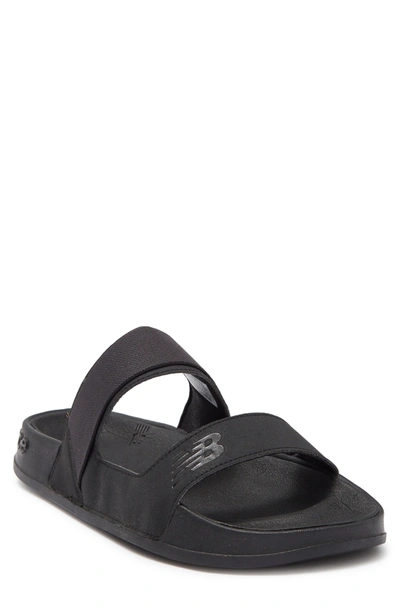 New Balance 202 Double Strap Slide Sandal In Black/black