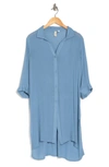 Elan Boyfriend Cover-up Shirt In Dusty Blue