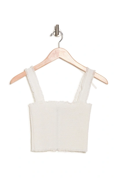 Alice And Olivia Penelope Smocked Ruffle Crop Top In Off White