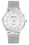 Kenneth Cole 3-hand Diamond Mesh Strap Watch, 45mm In Silver