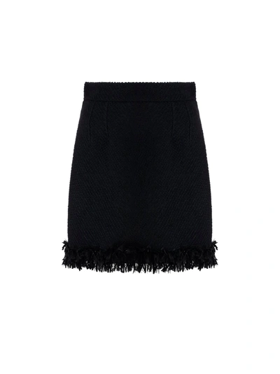 Dolce & Gabbana High-rise Bouclé Mini Skirt In Black