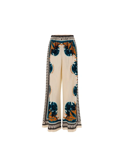 La Doublej Florence-print Silk Twill Palazzo Pants