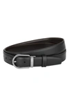 Montblanc Mens Black Brown Reversible Horseshoe-buckle Leather Belt In Black