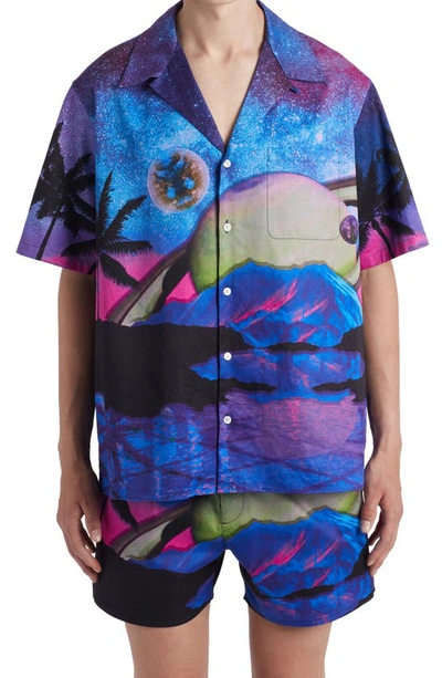Valentino Short-sleeve Water Sky Printed Shirt In Multi-color