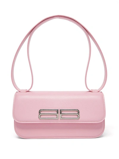 Balenciaga Gossip Bb-plaque Leather Cross-body Bag In Pink