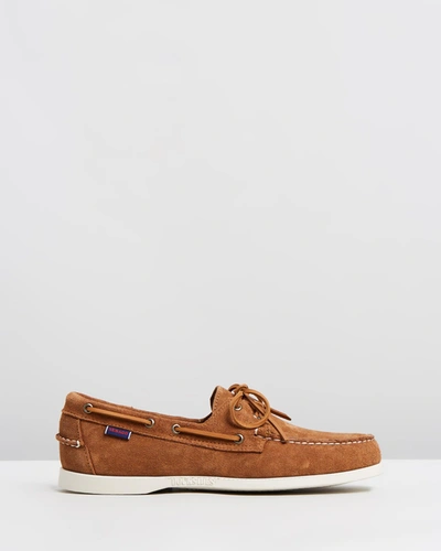 Sebago Dockside Portland Suede Boat Shoes Cognac Brown