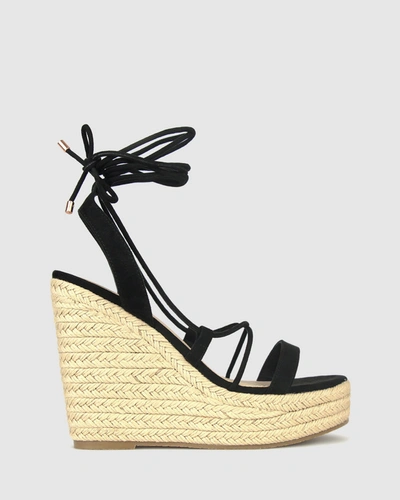 Betts Saint Wedge Platform Sandals In Black Micro