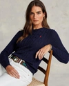 Polo Ralph Lauren Julianna Cotton Cable Crew Neck Sweater In Hunter Navy