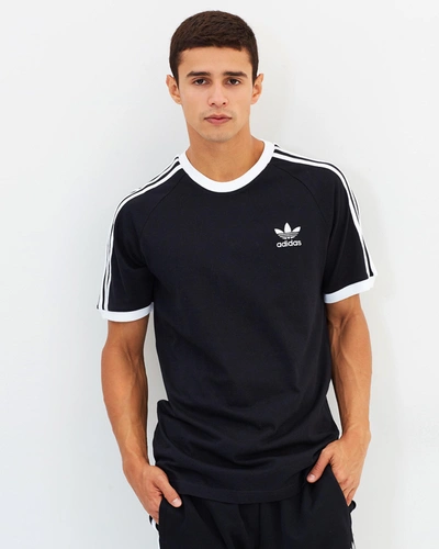 Adidas Originals Striped Detail Crew Neck T-shirt In Black
