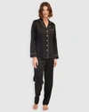 Ginia Silk Pyjamas With Contrast Piping In Black