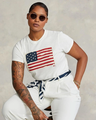 Polo Ralph Lauren Kids' Short Sleeve Flag Tee In Cream