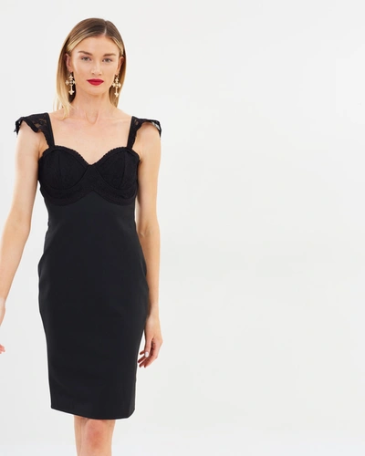 Lost Ink Lace Bust Cup Body Con Dress In Black