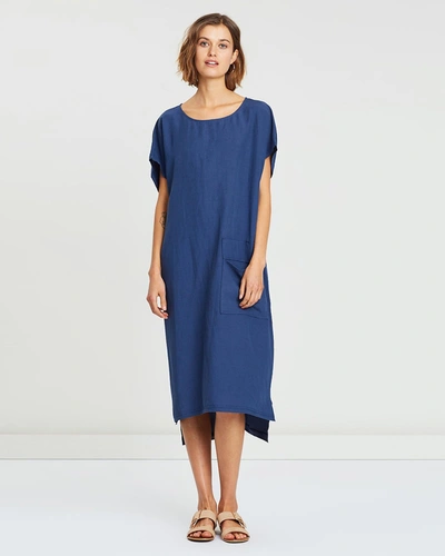 Privilege Slouch Pocket Dress In Blue Smoke