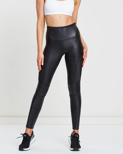 Spanx Moto Faux Stretch-leather Leggings In Very Black