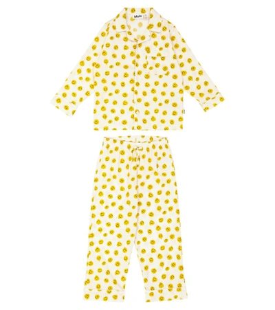 Molo Kids' Lex Smiley-face Shirt Pyjama Set In Happy Dreams