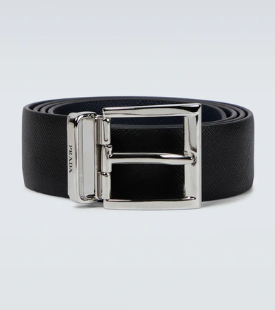 Prada Saffiano Leather Belt In Nero