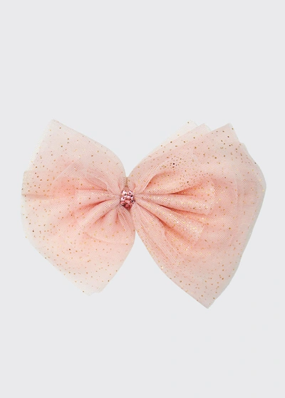 Bari Lynn Baby's Tulle Embellished Bow W/ Swarovski Crystals In Pink