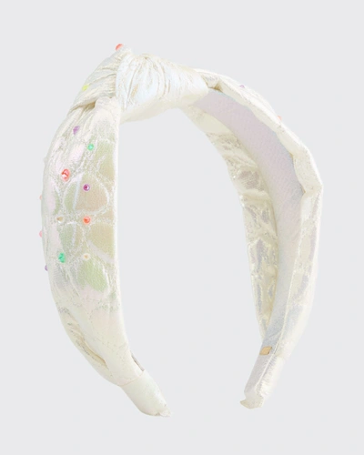 Bari Lynn Kids' Girl's Crystal Embellished Heart Quilted Knotted Headband In Multi