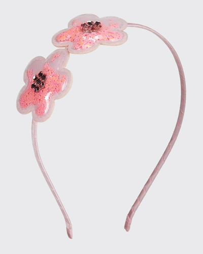 Bari Lynn Kids' Girl's 2-flower Confetti Headband In Lt Pink
