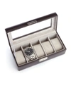 Royce New York Aristo Leather Five Slot Watch Box Display In Brown