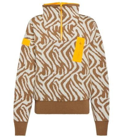 Cordova The Banff Shell-trimmed Zebra-jacquard Merino Wool Sweater In Latte Multi