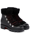 CHRISTIAN LOUBOUTIN EDELVIZIR SHEARLING-LINED LEATHER ANKLE BOOTS