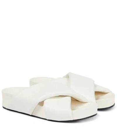 Jil Sander Padded-strap Leather Slides In White
