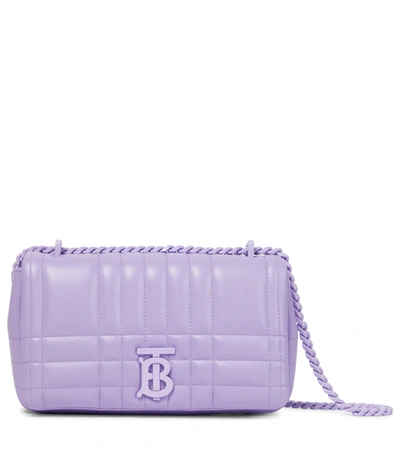 Burberry Lola小号绗缝皮革单肩包 In Pink & Purple