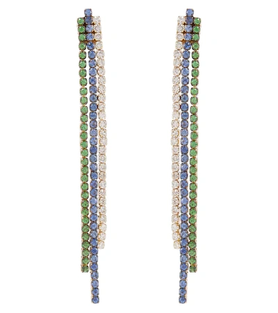 Shay Jewelry Triple Thread Drop 18kt Gold Earrings With Diamonds In Blue Sapphire