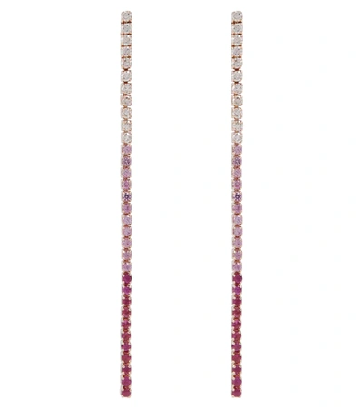 Shay Jewelry Single Thread Drop 18kt Rose Gold Earrings With Diamonds In Pink Sapphire