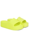Balenciaga Logo Chunky Slide Pool Sandals In Acid Lime