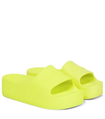 Balenciaga Logo Chunky Slide Pool Sandals In Green