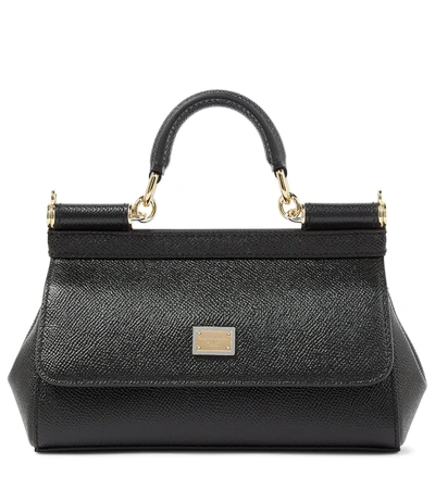 Dolce & Gabbana Sicily Mini Leather Crossbody Bag In Black  