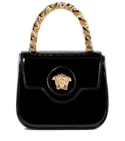 Versace La Medusa Mini Leather Tote In Black