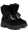 ROGER VIVIER VIV' RANGERS SHEARLING-LINED SUEDE ANKLE BOOTS