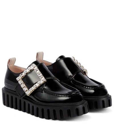Roger Vivier Viv' Go-thick Crystal-embellished Platform Leather Loafers In Nero