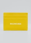 Balenciaga Men's Calfskin Cash Card Holder In Yellow