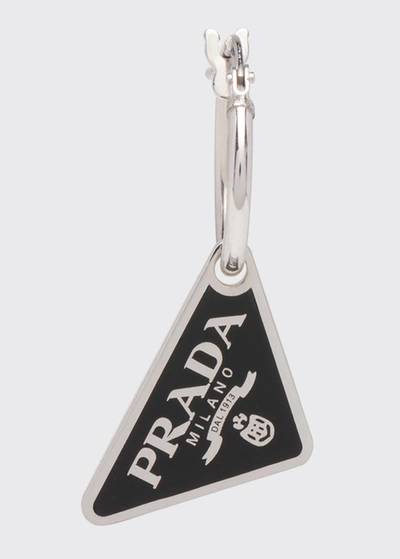 Prada Men's Triangle Logo Drop Earring In Metal