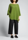 Eskandar 3/4-sleeve Rib Tunic Top