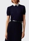 Polo Ralph Lauren Short-sleeve Cashmere Sweater W/ Detachable Collar In Navy