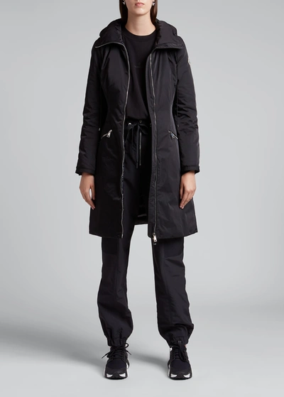 Moncler Hermanville Down-fill And Quilted Long Coat In 999 Black