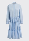 Marni Drawstring Poplin Midi Shirtdress In Powderblu