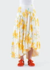 Marni Floral Scribble-print Asymmetric Tiered Maxi Skirt In Yellow